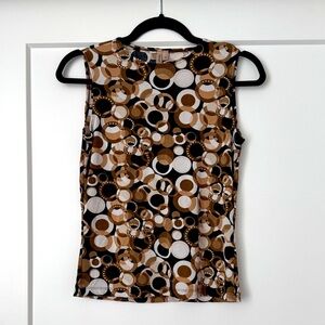 Susan Lawrence Brown and Black Circle Pattern Tank Top